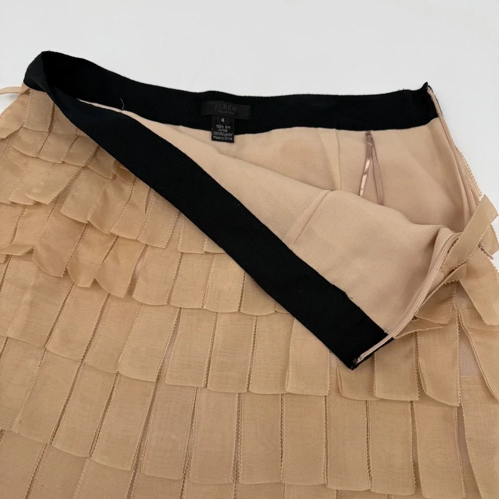 J. Crew‎ Collection Mini Skirt 4 Tan Fringe Playful Flirty Feminine